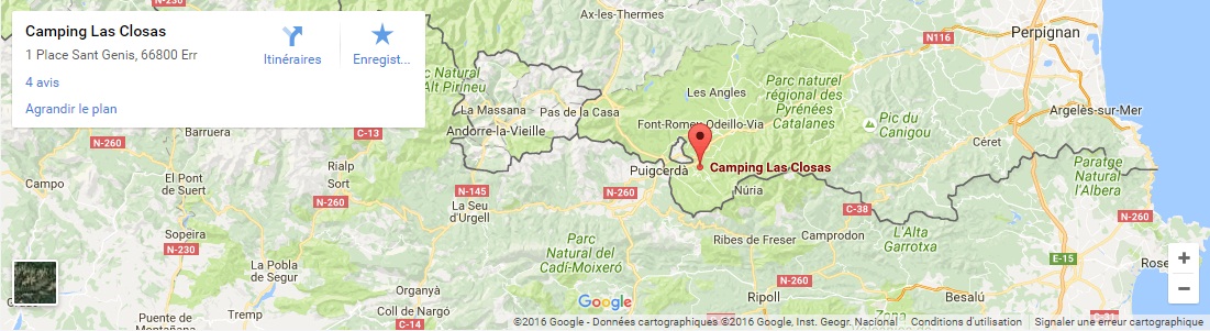 carte du camping en cerdagne